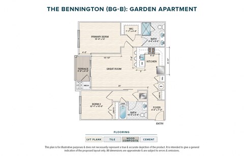 Floor plan for 2 beds, 2 baths, 1110 sqft